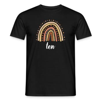 Orange Rainbow Ten Years 10th Birthday - Men's T-Shirt - black - Front - AI Model Male 178 light (178cm)