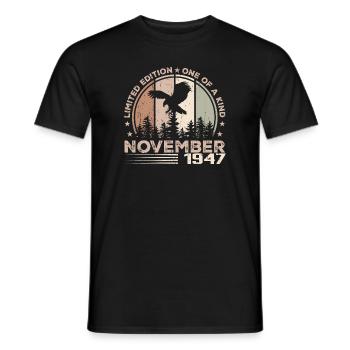 Incomparable depuis novembre 1947 77 Anniversaire - T-shirt homme - noir - Devant - AI Model Male 178 light (178cm)