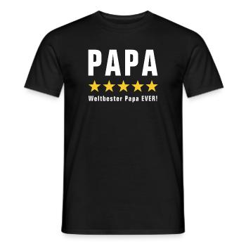 WELTBESTER PAPA EVER - FÜNF STERNE BEWERTUNG - Männer T-Shirt - Schwarz - Vorne - AI Model Male 178 light (178cm)