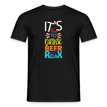 Es ist Zeit zum Bier Trinken und Entspannen - Männer T-Shirt - Schwarz - Vorne - AI Model Male 178 light (178cm)