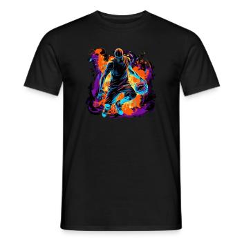 Basketball player in art design for sports fans - Men's T-Shirt - black - Front - AI Model Male 178 light (178cm)