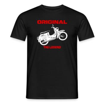 Cyclomoteur Simson Schwalbe RDA - T-shirt homme - noir - Devant - AI Model Male 178 light (178cm)