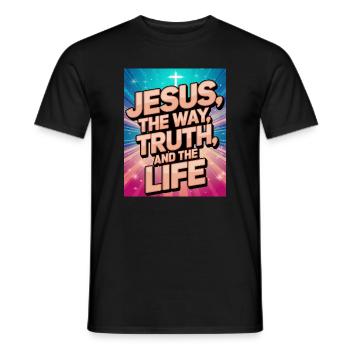 Jesus – Glänzendes Gold-Design - Männer T-Shirt - Schwarz - Vorne - AI Model Male 178 light (178cm)