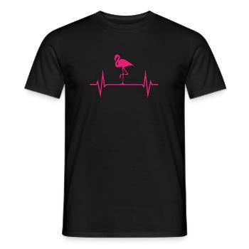 Flamingo Flamingos Fan Heartbeat ECG Pink Gift - Men's T-Shirt - black - Front - AI Model Male 178 light (178cm)