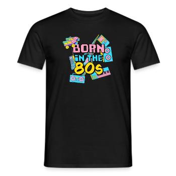 Born in the 80's - Men's T-Shirt - black - Front - AI Model Male 178 light (178cm)
