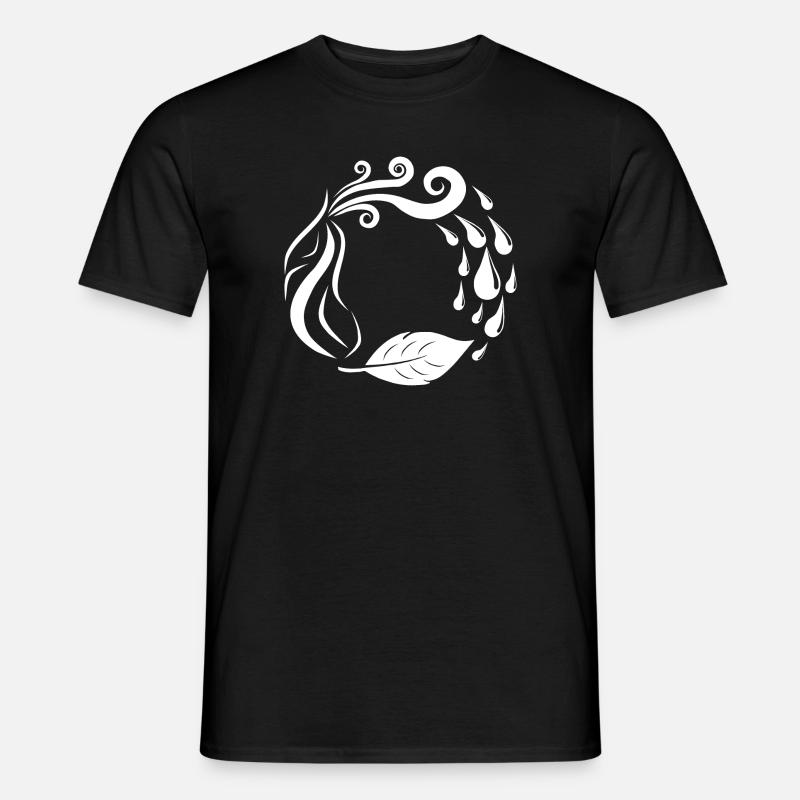 Die 4 Elemente - Feuer, Wasser, Erde, Luft - Kreis - Männer T-Shirt - Schwarz
