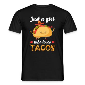 girl who loves tacos Humor girl taco - Men's T-Shirt - black - Front - AI Model Male 178 light (178cm)