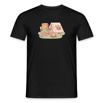 Süßes Capybara Toastet Marshmallow am Lagerfeuer - Männer T-Shirt - Schwarz - Vorne - AI Model Male 178 light (178cm)
