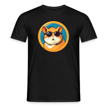 Hamster mit Sonnenbrille, Nagetier, Kleintier - Männer T-Shirt - Schwarz - Vorne - AI Model Male 178 light (178cm)