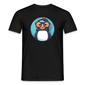 Penguin with sunglasses, Antarctic bird, - Men's T-Shirt - black - Front - AI Model Male 178 light (178cm)