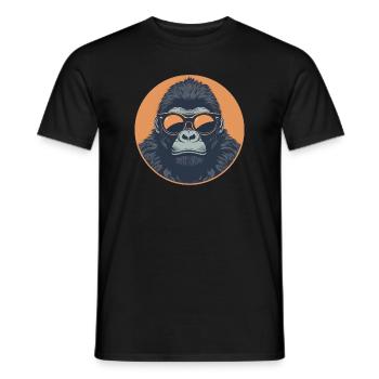 Gorilla with sunglasses, monkey, primate - Men's T-Shirt - black - Front - AI Model Male 178 light (178cm)