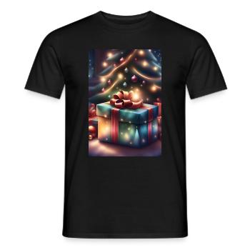 Festliche Geschenkbox unter dem Weihnachtsbaum - Männer T-Shirt - Schwarz - Vorne - AI Model Male 178 light (178cm)