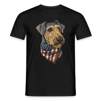 Airedale Terrier - Männer T-Shirt - Schwarz - Vorne - AI Model Male 178 light (178cm)