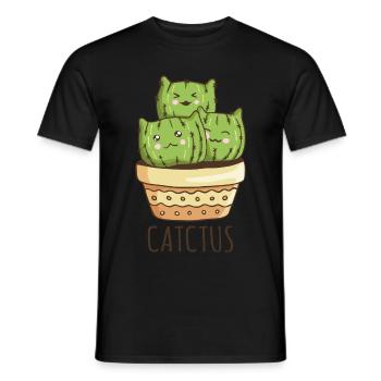 Catctus - Cat Cat Friend - Men's T-Shirt - black - Front - AI Model Male 178 light (178cm)