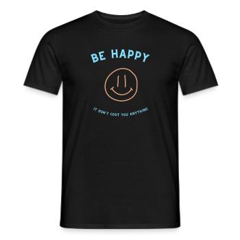 Be Happy - Männer T-Shirt - Schwarz - Vorne - AI Model Male 178 light (178cm)