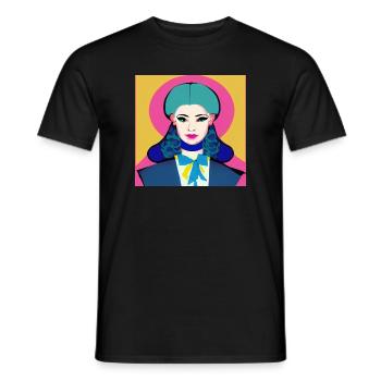 Modern Retro Girl collection - Mia - Men's T-Shirt - black - Front - AI Model Male 178 light (178cm)