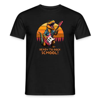 Schulkind Schulanfang Einschulung Retro Dino T-Rex - Männer T-Shirt - Schwarz - Vorne - AI Model Male 178 light (178cm)