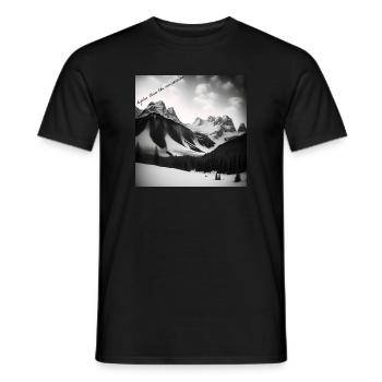 Snow-covered mountain panorama - Men's T-Shirt - black - Front - AI Model Male 178 light (178cm)