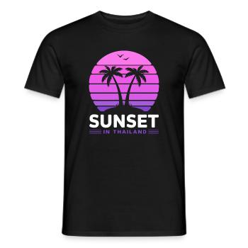 Coucher de soleil en Thaïlande Vacances Palmiers Pleine Lune - T-shirt homme - noir - Devant - AI Model Male 178 light (178cm)