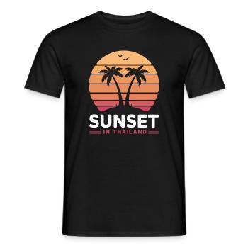 Coucher de soleil en Thaïlande Vacances Palmiers Pleine Lune - T-shirt homme - noir - Devant - AI Model Male 178 light (178cm)