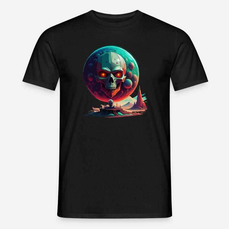 Totenkopf-Welt - Männer T-Shirt - Schwarz
