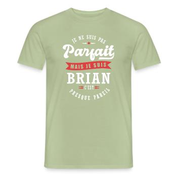 Brian Parfait Cadeau prenom brian - T-shirt homme - vert sauge - Devant - AI Model Male 178 light (178cm)