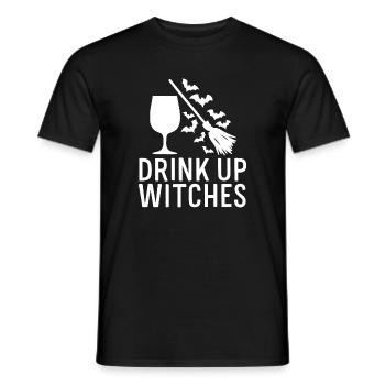 Halloween Witches' Broom Toast Drink Up Witches - Men's T-Shirt - black - Front - AI Model Male 178 light (178cm)