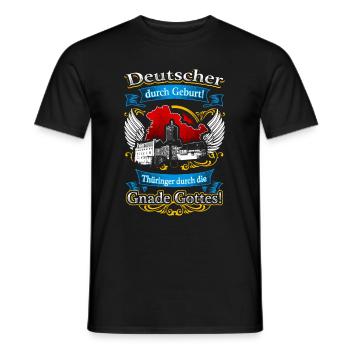 Stolzer Thüringer – Tradition in der Heimat - Männer T-Shirt - Schwarz - Vorne - AI Model Male 178 light (178cm)