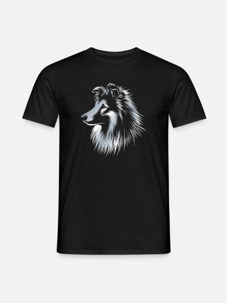 Sheltie | Shetland Sheepdog Hundekopf silber - Männer T-Shirt - Schwarz