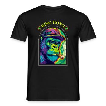 King Bong - Stoner Gorilla - Cannabis - Men's T-Shirt - black - Front - AI Model Male 178 light (178cm)