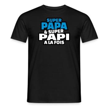 super papa et super papy à la fois - T-shirt homme - noir - Devant - AI Model Male 178 light (178cm)