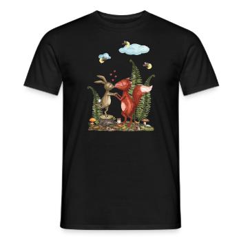 Amoureux du renard et du lièvre - T-shirt homme - noir - Devant - AI Model Male 178 light (178cm)