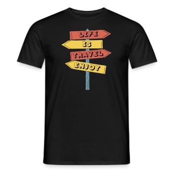 Life is travel enjoy - T-shirt homme - noir - Devant - AI Model Male 178 light (178cm)