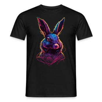 Hase Synthwave 80 s Geschenk - Männer T-Shirt - Schwarz - Vorne - AI Model Male 178 light (178cm)
