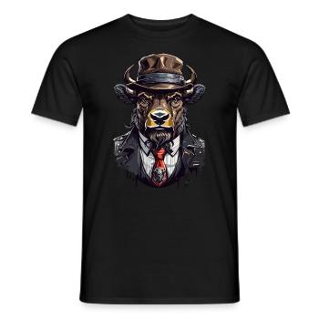 Bison Gangster Alte Schule - Männer T-Shirt - Schwarz - Vorne - AI Model Male 178 light (178cm)