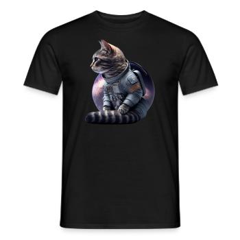 Space Cat - Men's T-Shirt - black - Front - AI Model Male 178 light (178cm)