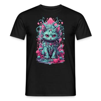 Gothic Pastel Cat Halloween Demon Kitten - Men's T-Shirt - black - Front - AI Model Male 178 light (178cm)