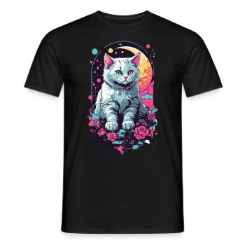 Chat de nuit en Pastel Goth, Design esthétique - T-shirt homme - noir - Devant - AI Model Male 178 light (178cm)