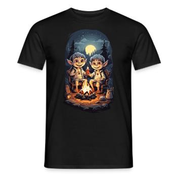 Halloween Camping Vampire Kids Cartoon - Men's T-Shirt - black - Front - AI Model Male 178 light (178cm)
