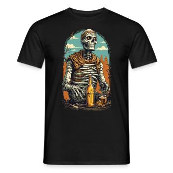 Mummy Skeleton Beer Halloween Retro Design - Men's T-Shirt - black - Front - AI Model Male 178 light (178cm)