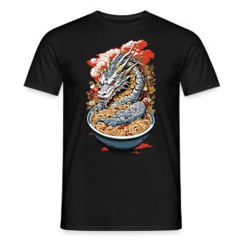 Ukiyo-E Retro Ramen Drache Tokyo Design - Männer T-Shirt - Schwarz - Vorne - AI Model Male 178 light (178cm)