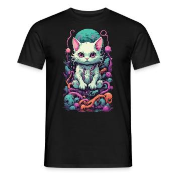 Goth Pastell Katze im E-Girl Look Design - Männer T-Shirt - Schwarz - Vorne - AI Model Male 178 light (178cm)