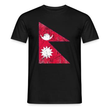 Nepal flag flag Fahne Flagge drapeau bandera - Men's T-Shirt - black - Front - AI Model Male 178 light (178cm)