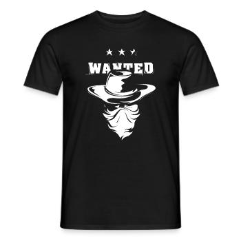 Wanted Cowboy Bandit Gangster symbole icône Logo - T-shirt homme - noir - Devant - AI Model Male 178 light (178cm)