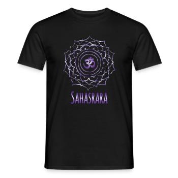 Mandala Om Sahasrara Purple Design - Men's T-Shirt - black - Front - AI Model Male 178 light (178cm)