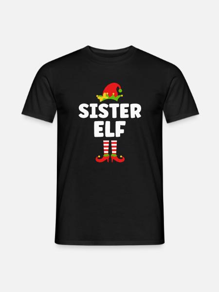 Schwester Elfe Weihnachten - Männer T-Shirt - Schwarz