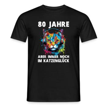 Katze 80 Geburtstag Kater Katzen Spruch - Männer T-Shirt - Schwarz - Vorne - AI Model Male 178 light (178cm)