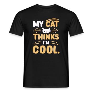 My cat thinks i am cool - Men's T-Shirt - black - Front - AI Model Male 178 light (178cm)