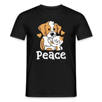Katze und Hund - Männer T-Shirt - Schwarz - Vorne - AI Model Male 178 light (178cm)
