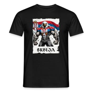 Serbia Eagle Bodybuilding Design - Men's T-Shirt - black - Front - AI Model Male 178 light (178cm)